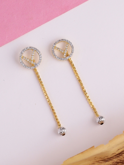 

Voylla Gold-Toned Contemporary Drop Earrings