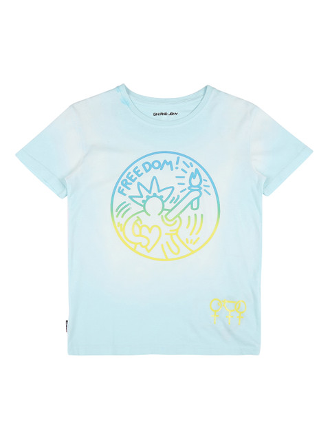 

Gini and Jony Boys Blue Printed Round Neck T-shirt