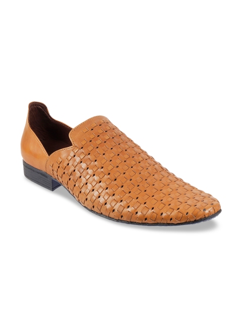 

Mochi Men Tan Brown Leather Formal Loafers