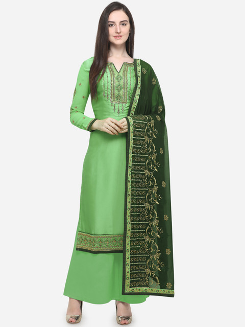 

RIYA Green Poly Georgette Semi-Stitched Dress Material