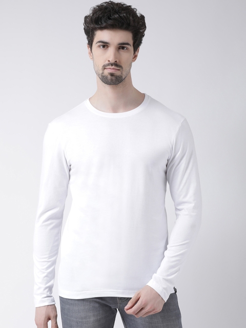 

Friskers Men White Solid Round Neck Slim Fit T-shirt