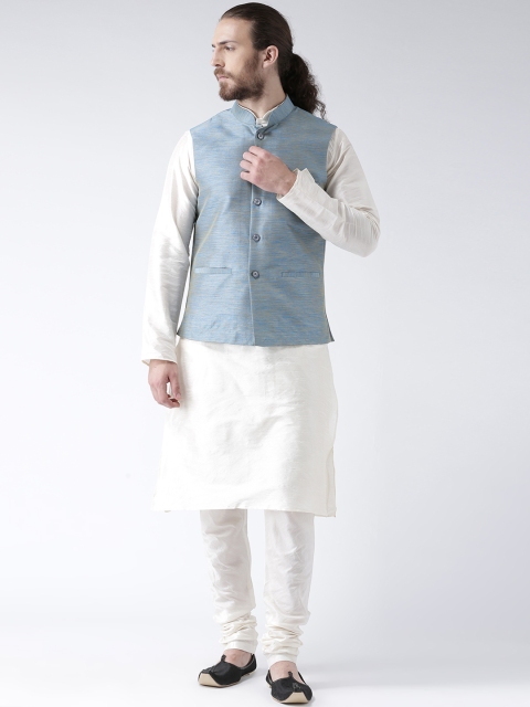 

DEYANN Men Off-White Solid Kurta with Churidar