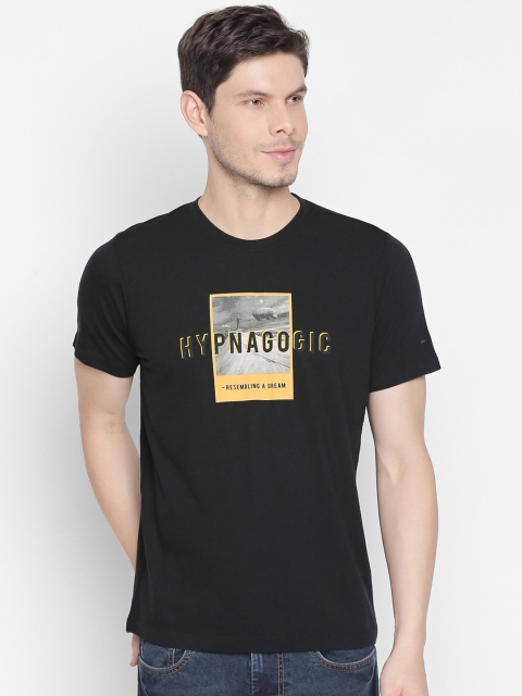 

Basics Men Black Printed Round Neck T-shirt