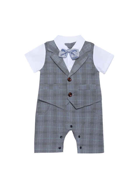 

AJ DEZINES Boys Grey & Blue Checked Romper