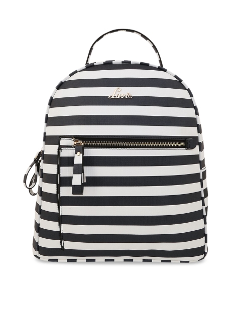 

Lavie Women Black & White Striped Backpack