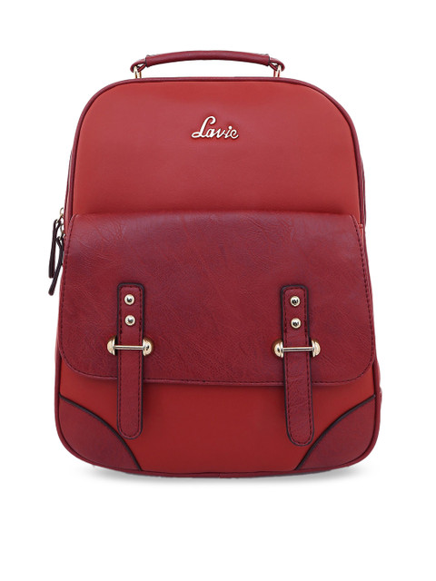 

Lavie Women Red Colourblocked Backpack