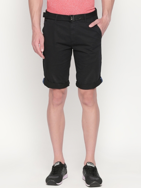 

beevee Men Black Solid Regular Fit Regular Shorts