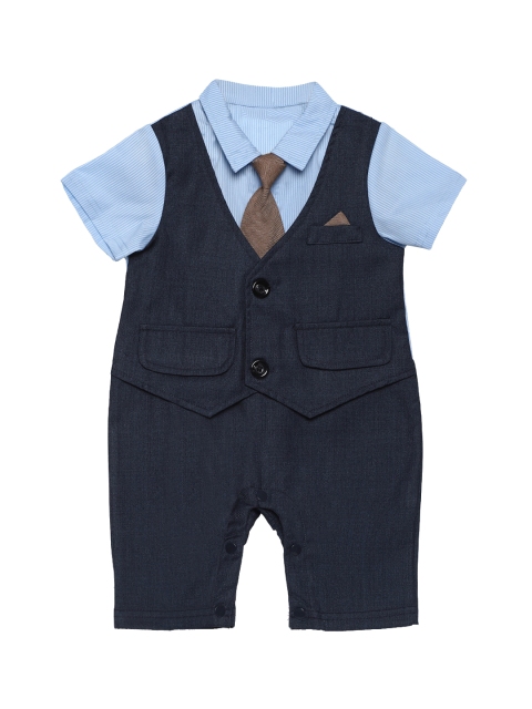 

AJ DEZINES Boys Blue Colorblocked Romper