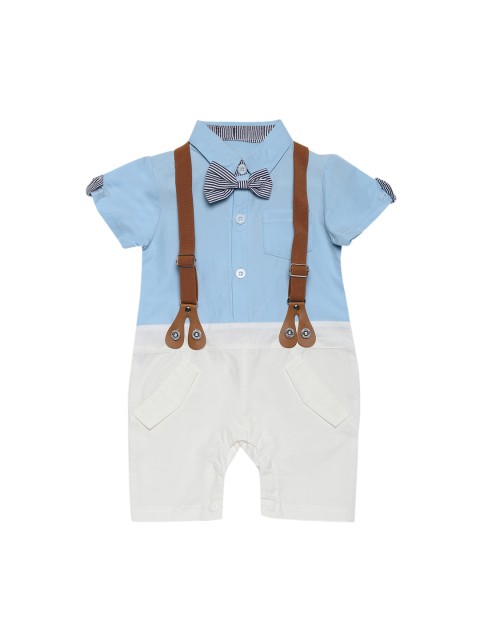 

Aj DEZInES Boys Blue & White Colorblocked Romper