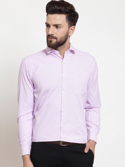 

CAMIER Men Lavender Classic Regular Fit Striped Formal Shirt