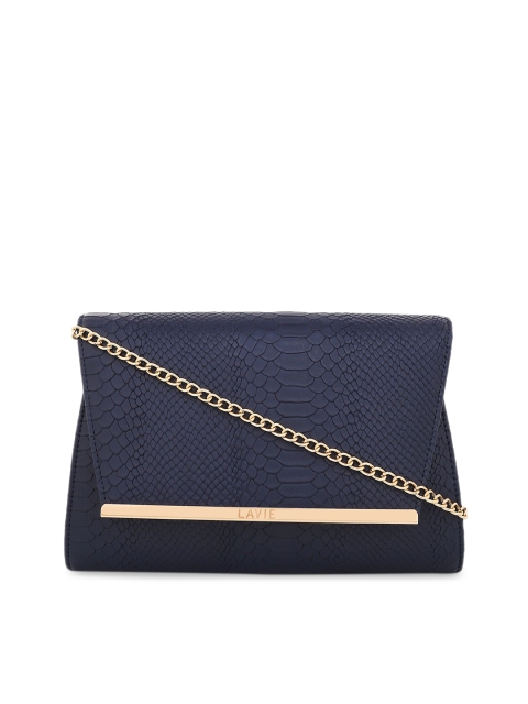 

Lavie Women Navy Blue Textured Clutch