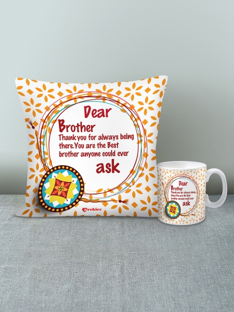 

Archies White & Mustard Yellow Rakhi Combo Gift Set
