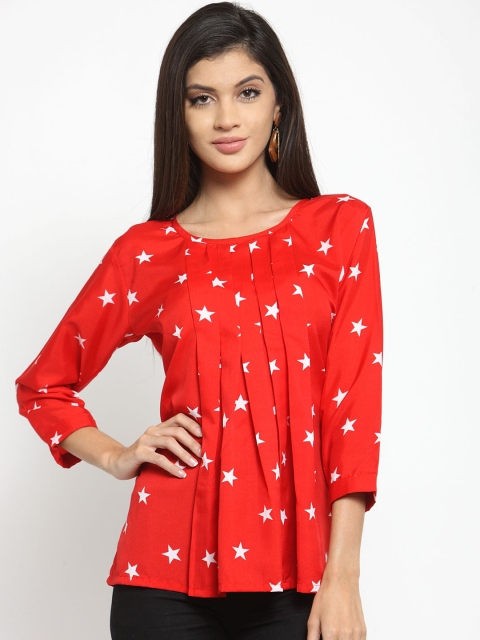 

Indietoga Women Red Printed A-Line Top