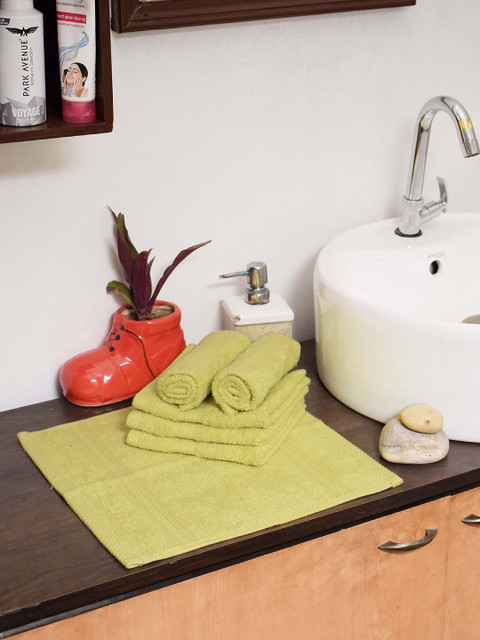 

Avira Home Set of 6 Green 600 GSM Cotton Face Towels