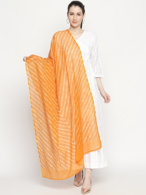 

RANGMANCH BY PANTALOONS Mustard Yellow Printed Pure Cotton Dupatta