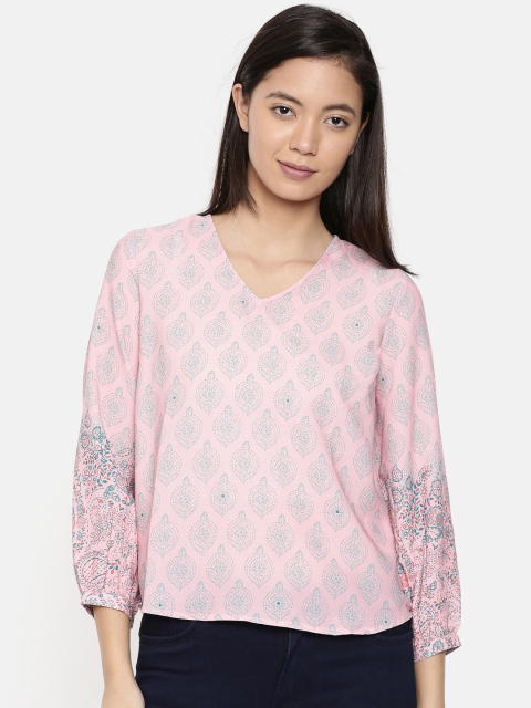 

Chumbak Women Pink Block Printed A-Line Top