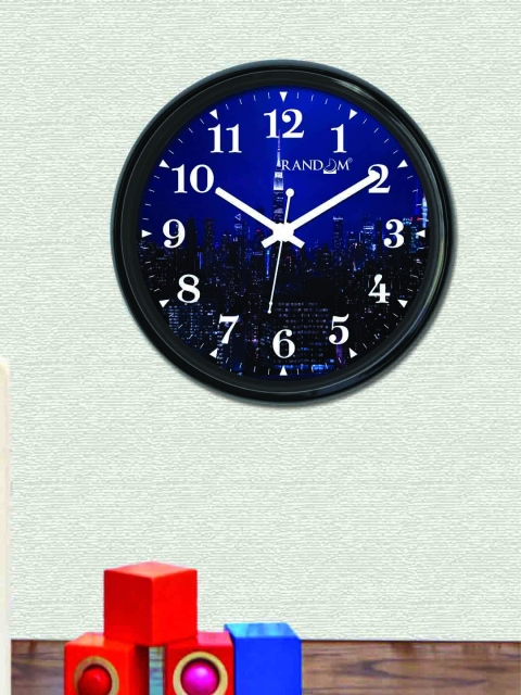 

RANDOM Navy Blue & Black Round Printed Analogue Wall Clock