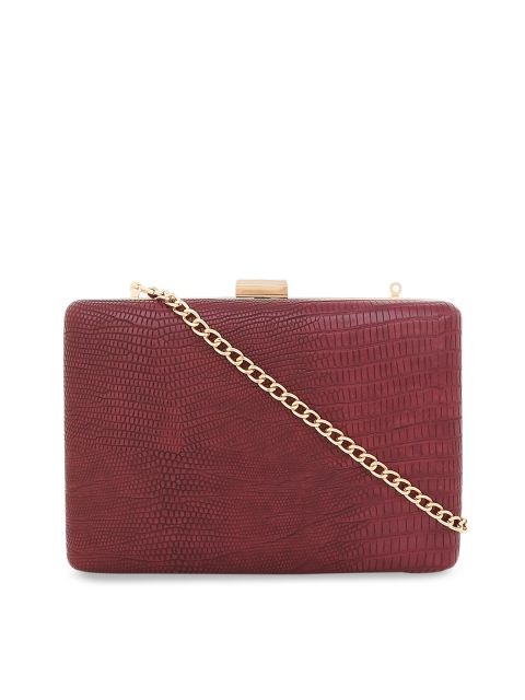 

Lavie Maroon Solid Box Clutch