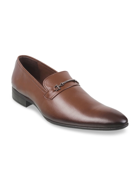 

Mochi Men Brown Leather Formal Slip-Ons