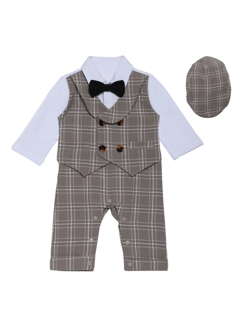 

AJ DEZINES Boys Grey & Blue Checked Romper