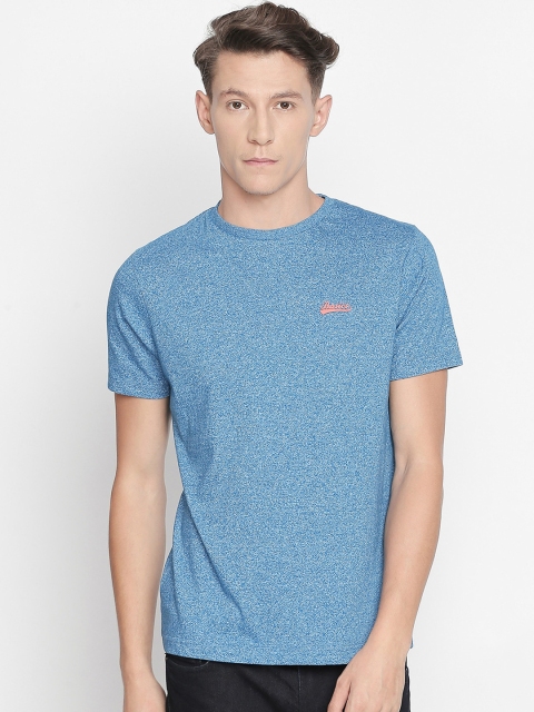 

Basics Men Blue Solid Round Neck T-shirt