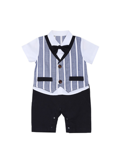 

AJ DEZINES Boys Blue & Black Colorblocked Romper