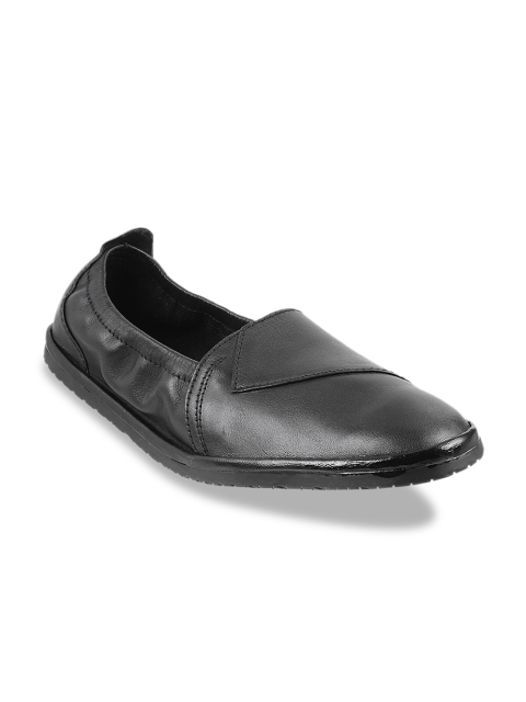Mochi Men Black Leather Formal Loafers