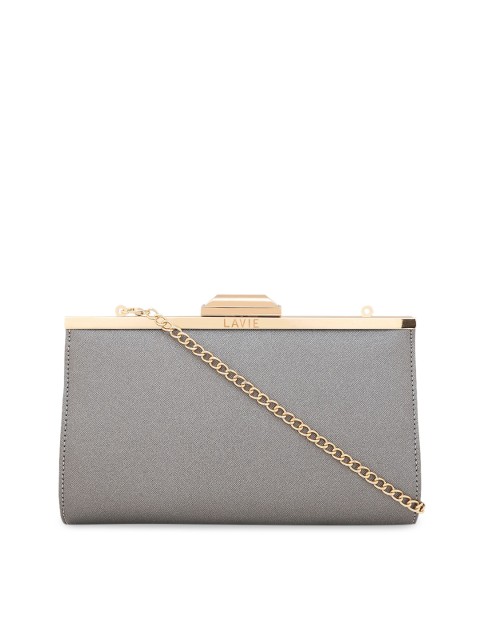 

Lavie Women Grey Textured Box Clutch