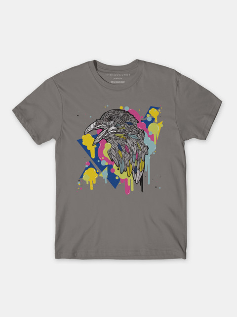 

THREADCURRY Boys Grey Animal Printed Print Tshirt