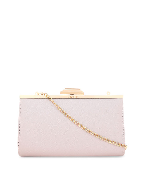 

Lavie Pink Solid Box Clutch