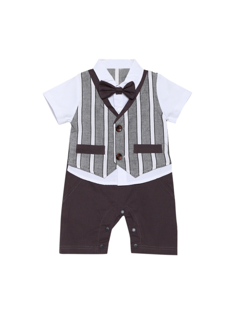 

AJ DEZINES Boys Grey & Black Colorblocked Romper