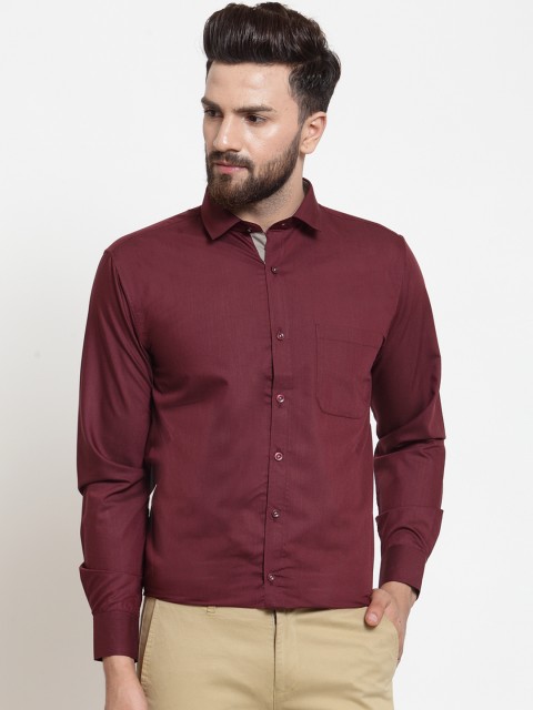 

CAMIER Men Maroon Classic Regular Fit Solid Formal Shirt