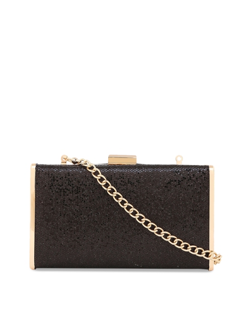 

Lavie Women Black Textured Box Clutch