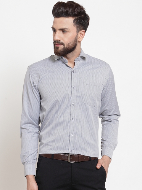 

CAMIER Men Grey Classic Regular Fit Printed Formal Shirt