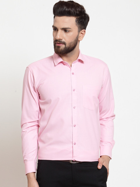 

CAMIER Men Pink Classic Regular Fit Solid Formal Shirt