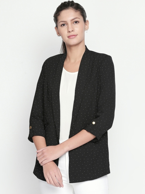 

Annabelle by Pantaloons Women Black Printed Front Open Blazer