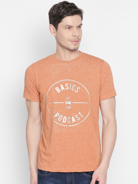 

Basics Men Brown Printed Round Neck T-shirt