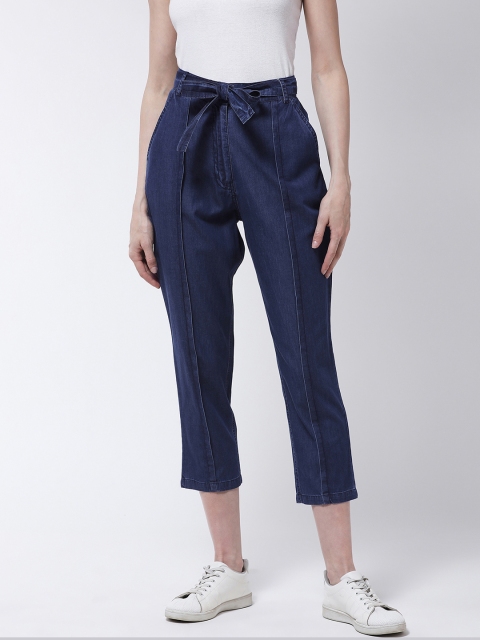 

MAGRE Women Navy Blue Regular Fit Solid Peg Trousers