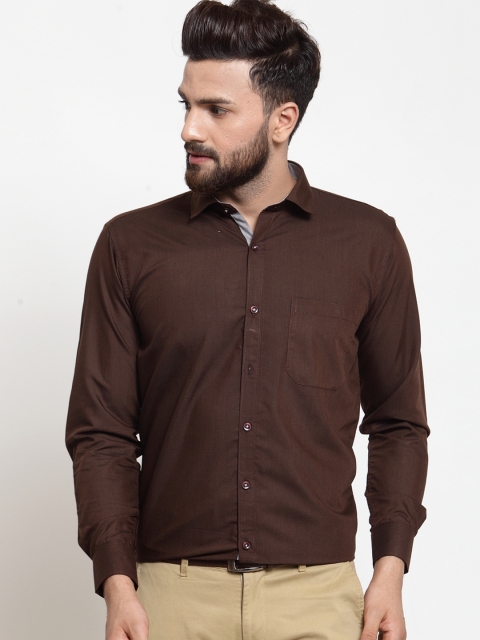 

CAMIER Men Brown Classic Regular Fit Solid Formal Shirt