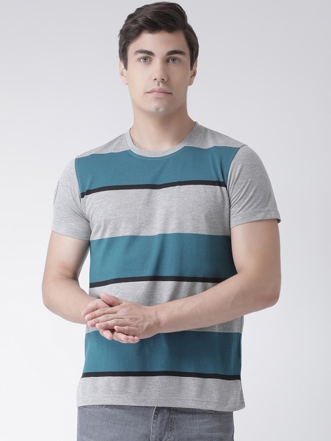 

Club York Men Grey & Blue Colourblocked Round Neck T-shirt