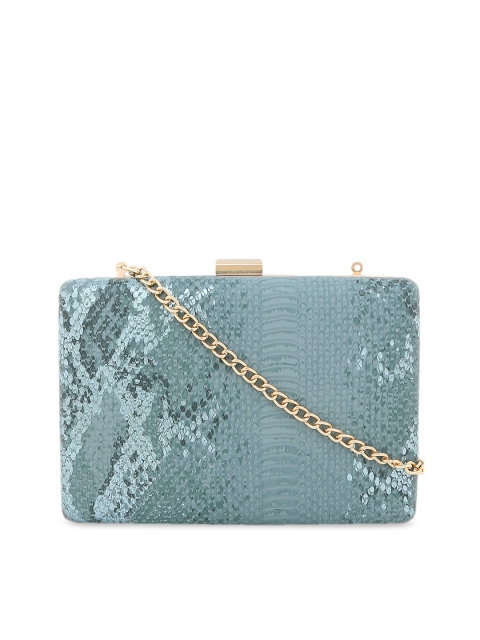 

Lavie Blue Textured Box Clutch