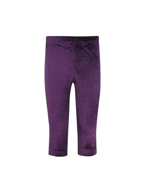 

CUTECUMBER Girls Purple Solid Three-Fourth Leggings
