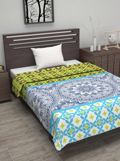 

Divine Casa Green & Blue Ethnic Motifs AC Room 110 GSM Single Bed Dohar