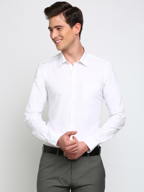 

Crocodile Men White Slim Fit Solid Formal Shirt