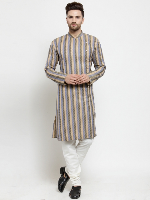 

Jompers Men Blue Striped Kurta with Pyjamas