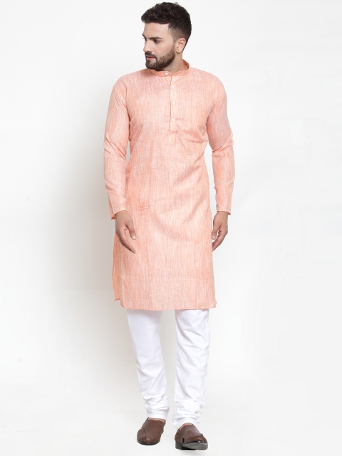 

Jompers Men Orange Solid Kurta with Pyjamas