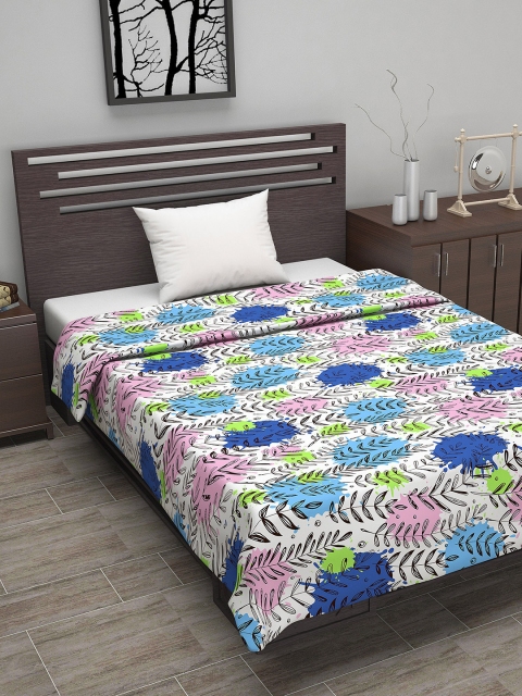 

Divine Casa Blue & Pink Floral AC Room 110 GSM Single Bed Dohar
