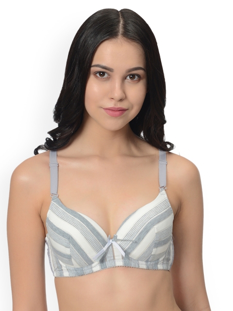 

mod & shy Grey & White Printed Underwired Lightly Padded T-shirt Bra MS30