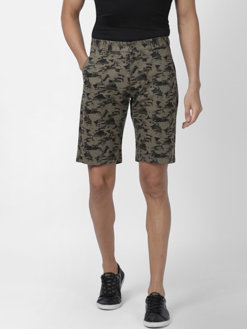 

Nature Casuals Men Olive Green Printed Slim Fit Regular Shorts