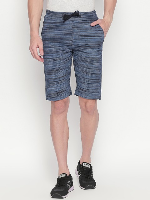 

beevee Men Navy Blue Self Design Regular Fit Sports Shorts
